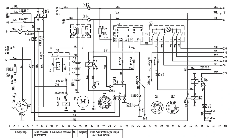 Система электропитания автобуса с двигателем Deutz