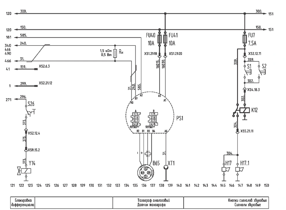 Блокировка дифференциала, тахограф, звуковые сигналы