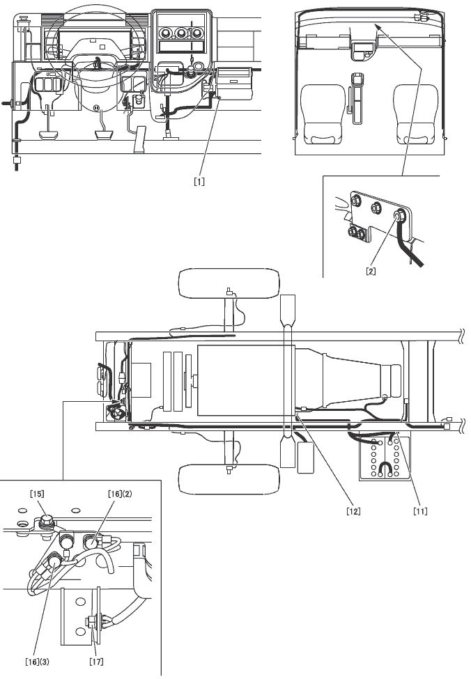 Расположение компонентов Mitsubish Canter (Fuso 4M5 EURO 3)